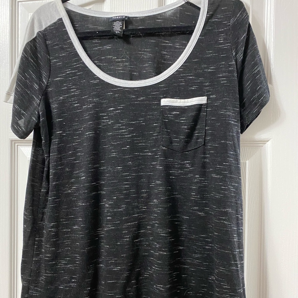 Torrid Black and White Pocket Tee